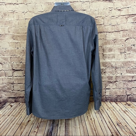 Guess Logan Blue Button Front Contrast Cuffs Shirt - Picture 5 of 13